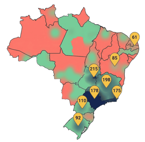 Mapa de audiência geográfica